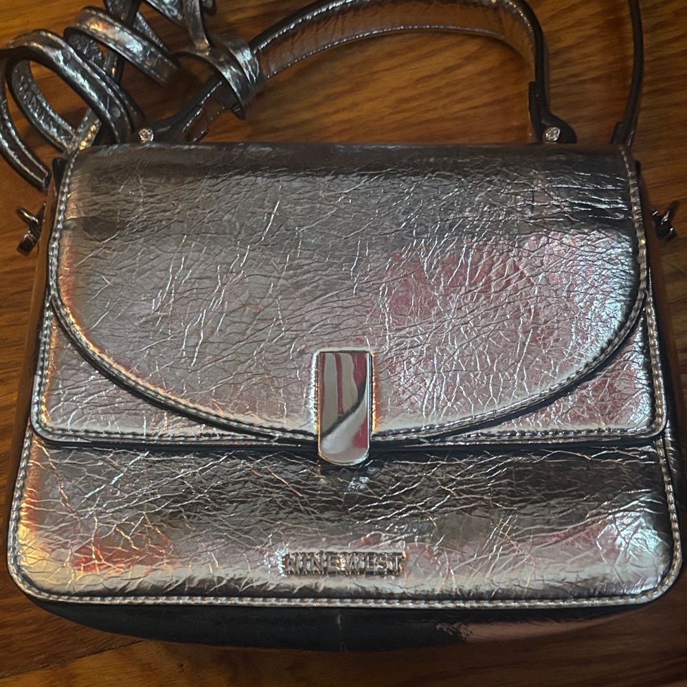 Nine West Metallic Silver Crossbody Bag